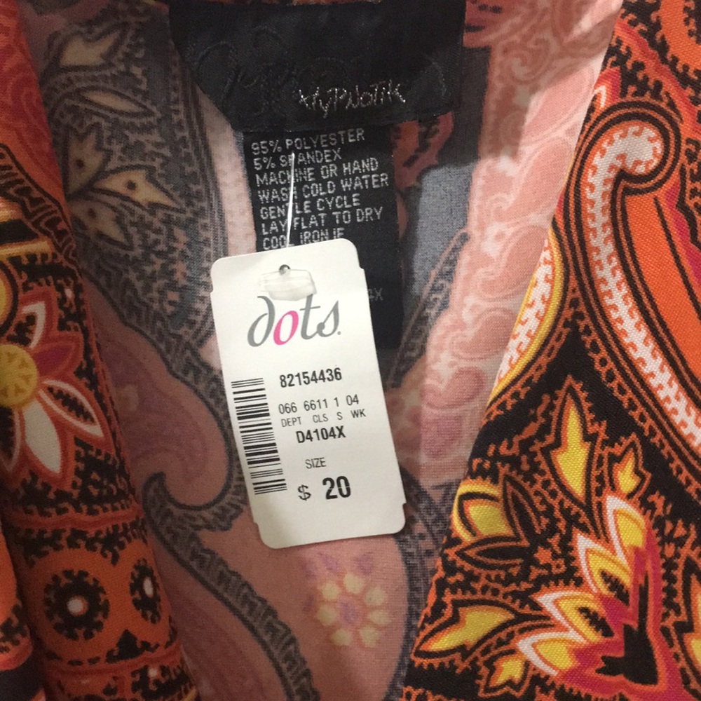 DOTS Sleeveless orange and black knee length dress plus size, NWT - Picture 2 of 4